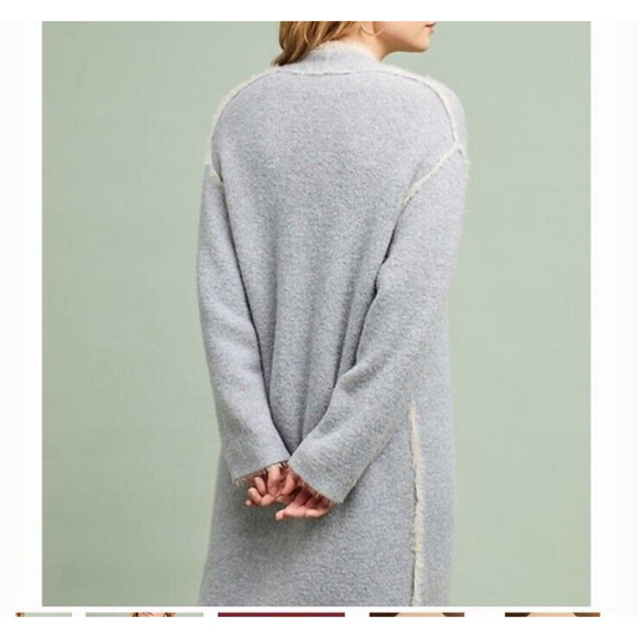 Anthropologie Moth Longline Open Front Cardigan Fur Lined Gray Womens S $200 - Picture 3 of 12